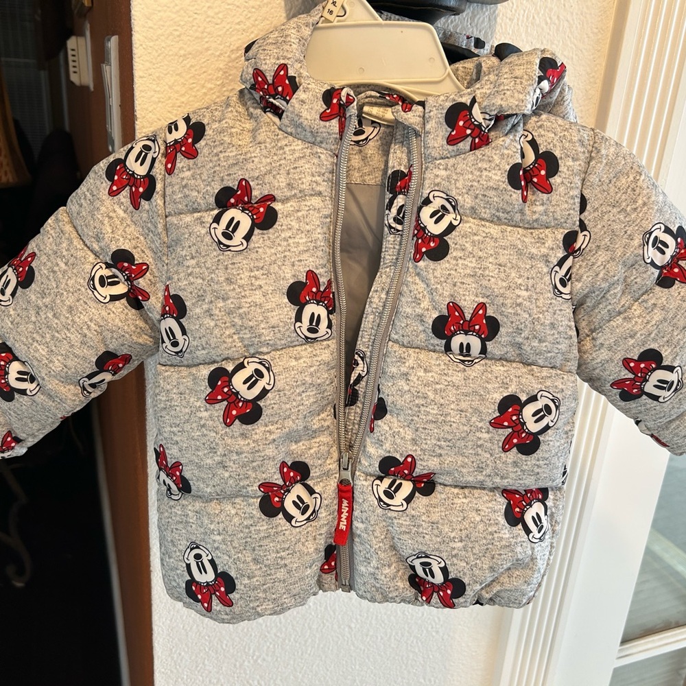 H & M-Disney Gray Minnie Mouse Puffer Jacket